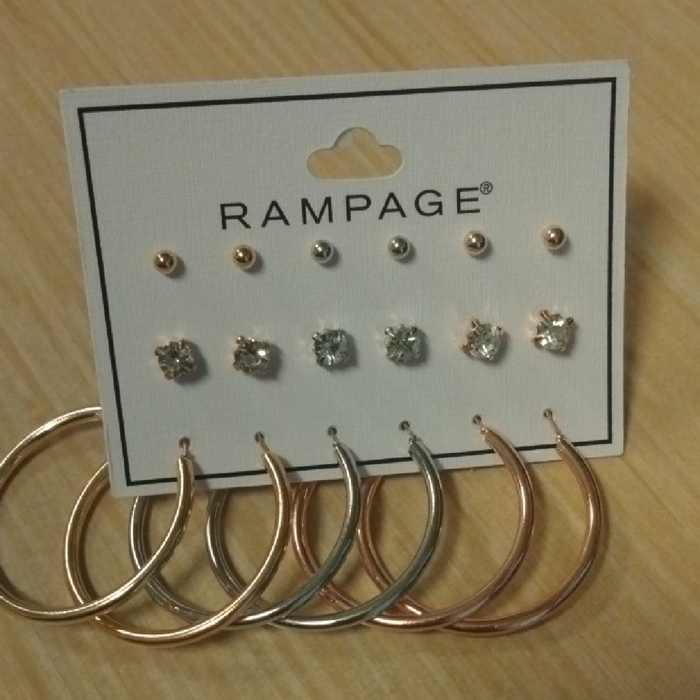 Rampage Rose Gold and Silver Earring Set